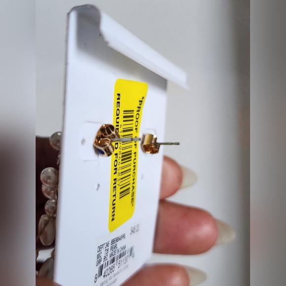 New Borrowed and Blue Women's Pearl & Rhinestones Drop Gold Vines Stud Earrings - Picture 10 of 13